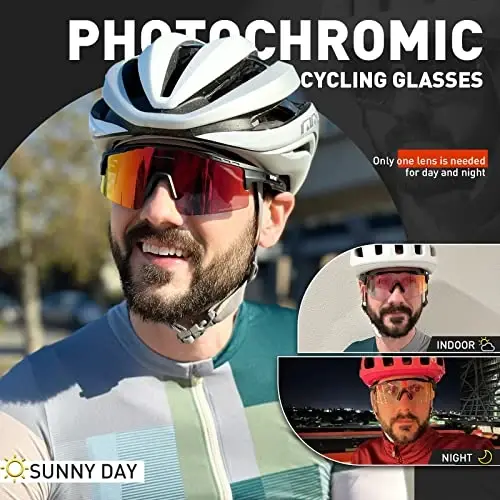 KAPVOE Photochromic Cycling Glasses Mountain Bike Sunglasses Clear MTB Bicycle Riding Baseball Running Golf for Men Women K75 - 2