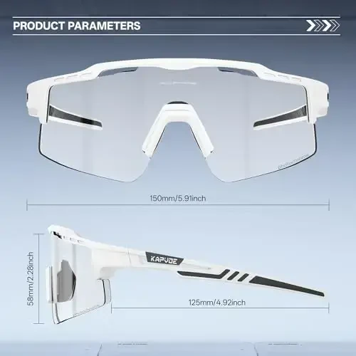 КАПВОЕ Photochromic Cycling Glasses Mountain Bike Sunglasses Clear MTB Bicycle Riding Baseball Running Golf for Men Women K75 - 5