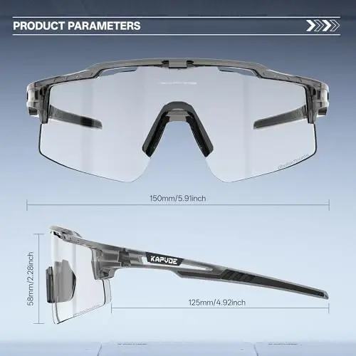 KAPVOE Photochromic Cycling Glasses Mountain Bike Sunglasses Clear MTB Bicycle Riding Baseball Running Golf for Men Women K75 - 4