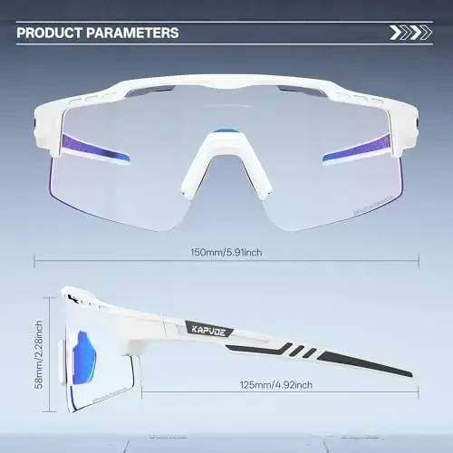 KAPVOE Photochromic Cycling Glasses Mountain Bike Sunglasses Clear MTB Bicycle Riding Baseball Running Golf for Men Women K75 - 5