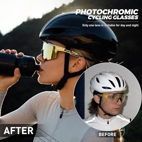 КАПВОЕ Photochromic Cycling Glasses Mountain Bike Sunglasses Clear MTB Bicycle Riding Baseball Running Golf for Men Women K75 - 1