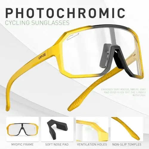 KAPVOE Photochromic Cycling Glasses Sports Sunglasses for Men Women Mountain Bike Sunglasses Clear MTB Bicycle Riding K62 - 4