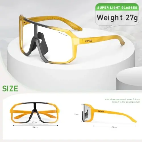 KAPVOE Photochromic Cycling Glasses Sports Sunglasses for Men Women Mountain Bike Sunglasses Clear MTB Bicycle Riding K62 - 5