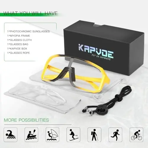 KAPVOE Photochromic Cycling Glasses Sports Sunglasses for Men Women Mountain Bike Sunglasses Clear MTB Bicycle Riding K62 - 6
