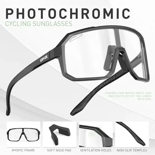 KAPVOE Photochromic Cycling Glasses Sports Sunglasses for Men Women Mountain Bike Sunglasses Clear MTB Bicycle Riding K62 - 4