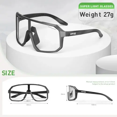 KAPVOE Photochromic Cycling Glasses Sports Sunglasses for Men Women Mountain Bike Sunglasses Clear MTB Bicycle Riding K62 - 5
