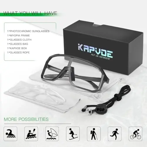 KAPVOE Photochromic Cycling Glasses Sports Sunglasses for Men Women Mountain Bike Sunglasses Clear MTB Bicycle Riding K62 - 6