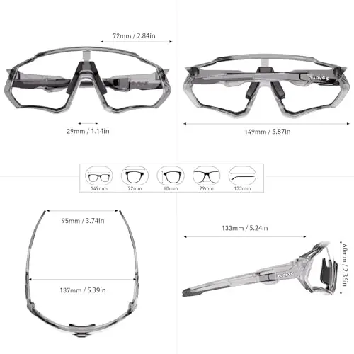 KAPVOE Photochromic Cycling Glasses Men Women Mountain Bike Sunglasses Clear MTB Bicycle Riding - K9408 - 6