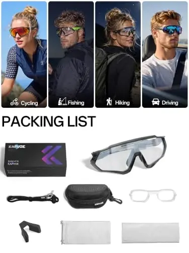 KAPVOE Photochromic Cycling Glasses Men Women Mountain Bike Sunglasses Clear MTB Bicycle Riding - K9408 - 5