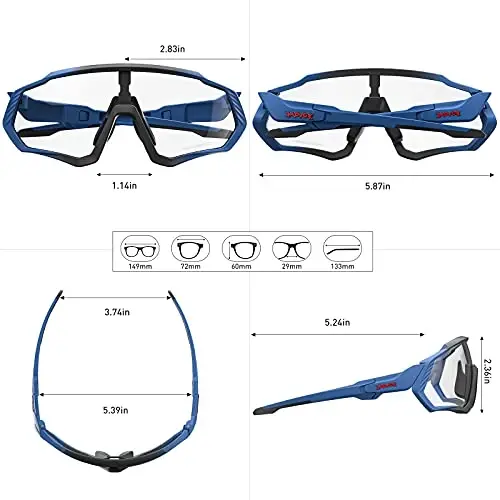 KAPVOE Photochromic Cycling Glasses Men Women Mountain Bike Sunglasses Clear MTB Bicycle Riding - K9408 - 5