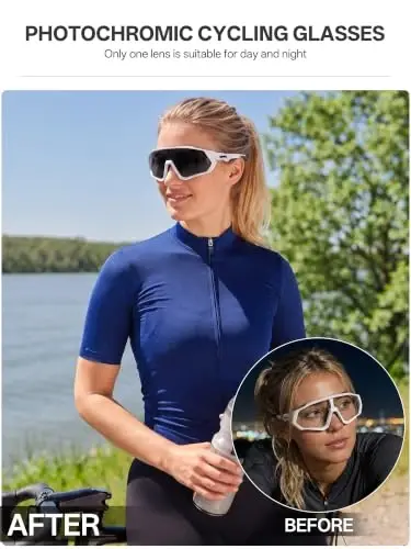 KAPVOE Photochromic Cycling Glasses Men Women Mountain Bike Sunglasses Clear MTB Bicycle Riding - K9408 - 3