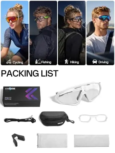 KAPVOE Photochromic Cycling Glasses Men Women Mountain Bike Sunglasses Clear MTB Bicycle Riding - K9408 - 5