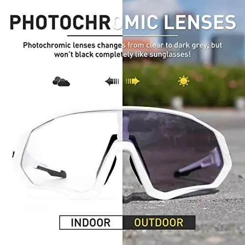 KAPVOE Photochromic Cycling Glasses Men Women Mountain Bike Sunglasses Clear MTB Bicycle Riding - K9408 - 3