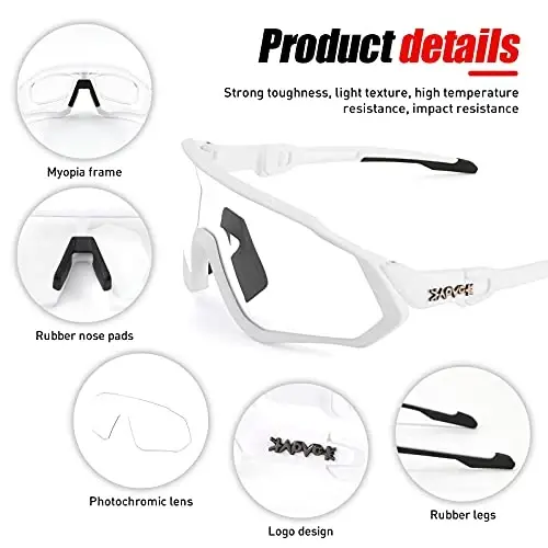 KAPVOE Photochromic Cycling Glasses Men Women Mountain Bike Sunglasses Clear MTB Bicycle Riding - K9408 - 4
