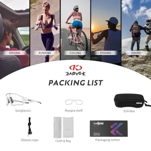 KAPVOE Photochromic Cycling Glasses Men Women Mountain Bike Sunglasses Clear MTB Bicycle Riding - K9408 - 6