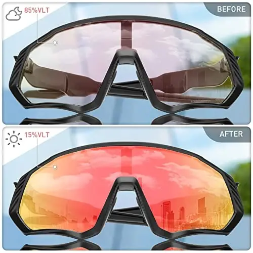 KAPVOE Photochromic Cycling Glasses Men Women Mountain Bike Sunglasses Clear MTB Bicycle Riding - K9408 - 3