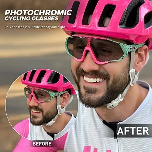 KAPVOE Photochromic Cycling Glasses Men Women Mountain Bike Sunglasses Clear MTB Bicycle Riding - K9408 - 2