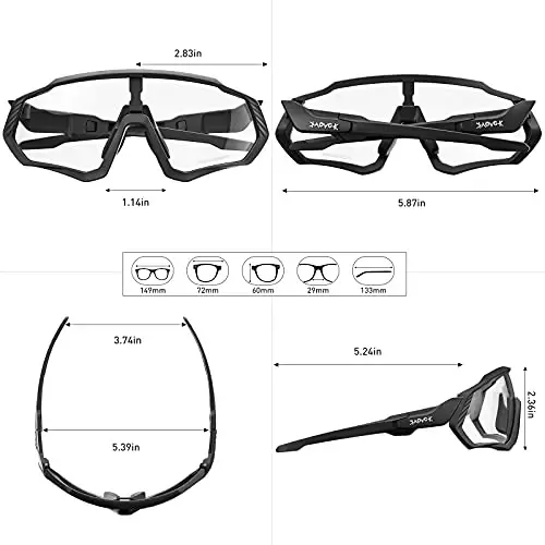 KAPVOE Photochromic Cycling Glasses Men Women Mountain Bike Sunglasses Clear MTB Bicycle Riding - K9408 - 5