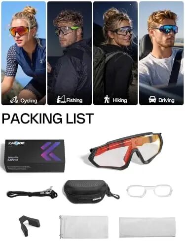 KAPVOE Photochromic Cycling Glasses Men Women Mountain Bike Sunglasses Clear MTB Bicycle Riding - K9408 - 6