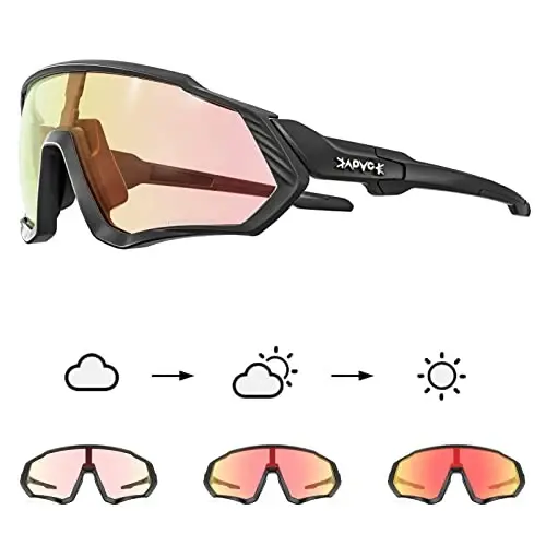 KAPVOE Photochromic Cycling Glasses Men Women Mountain Bike Sunglasses Clear MTB Bicycle Riding - K9408 - 1