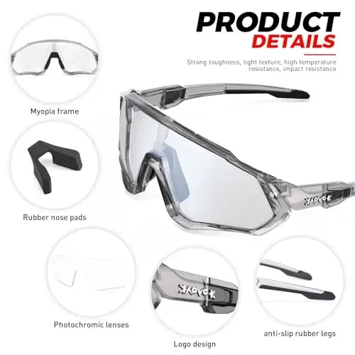 KAPVOE Photochromic Cycling Glasses Men Women Mountain Bike Sunglasses Clear MTB Bicycle Riding - K9408 - 4