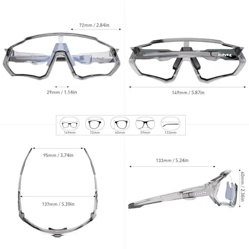 KAPVOE Photochromic Cycling Glasses Men Women Mountain Bike Sunglasses Clear MTB Bicycle Riding - K9408 - 6