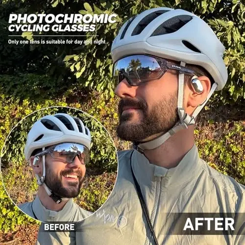 KAPVOE Photochromic Cycling Glasses Men Women Mountain Bike Sunglasses Clear MTB Bicycle Riding - K9408 - MODAZONE (1)