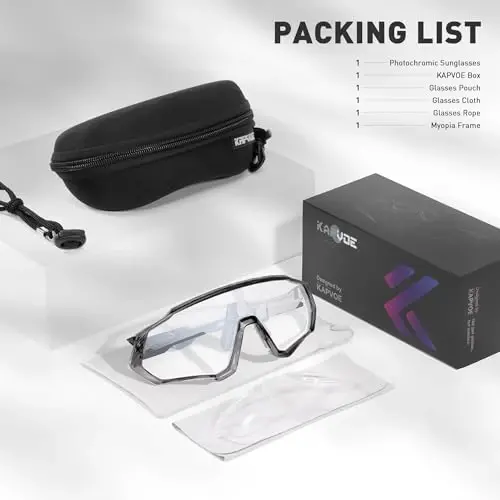 KAPVOE Photochromic Cycling Glasses Men Women Mountain Bike Sunglasses Clear MTB Bicycle Riding - K9408 - 5