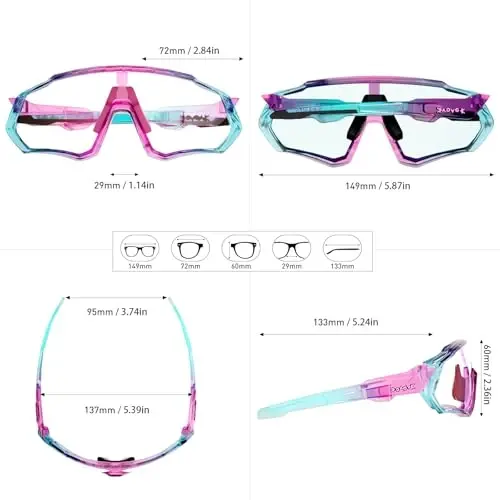 KAPVOE Photochromic Cycling Glasses Men Women Mountain Bike Sunglasses Clear MTB Bicycle Riding - K9408 - 6