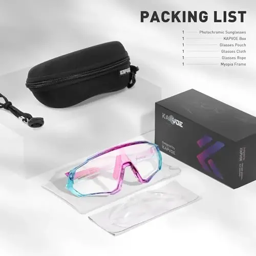 KAPVOE Photochromic Cycling Glasses Men Women Mountain Bike Sunglasses Clear MTB Bicycle Riding - K9408 - 5