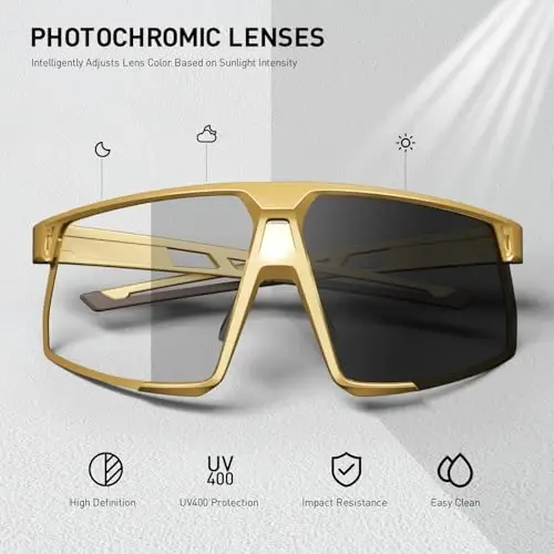 KAPVOE Photochromic Cycling Glasses Men Women Mountain Bike Sunglasses Clear MTB Sports Glasses Bicycle Triathlon Running - 3