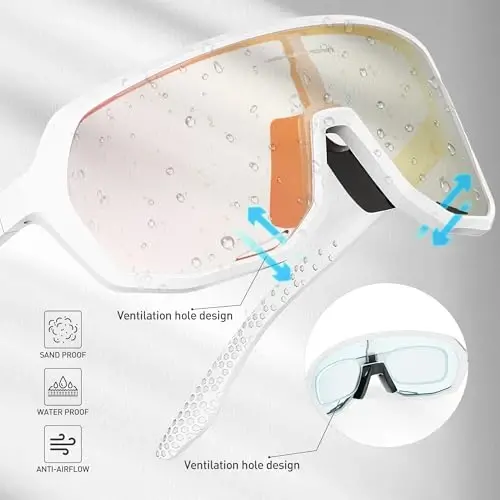 KAPVOE Photochromic Cycling Glasses for Men Women Mountain Bike Sunglasses Sports Goggles UV Protection K63 - 4