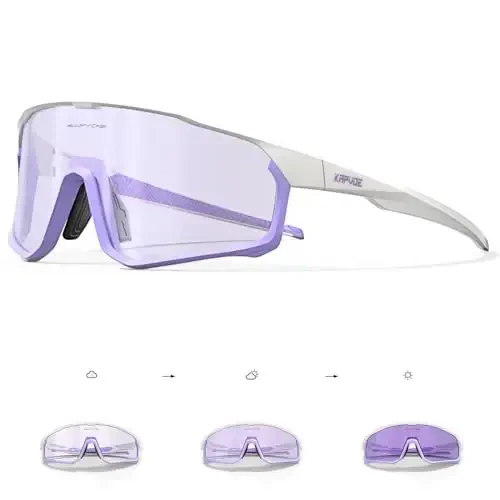 KAPVOE Photochromic Cycling Glasses Men Women Clear Mountain Bike Sunglasses MTB Sports Transition Triathlon Running - K93 