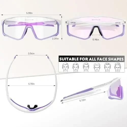KAPVOE Photochromic Cycling Glasses Men Women Clear Mountain Bike Sunglasses MTB Sports Transition Triathlon Running - K93 - 4