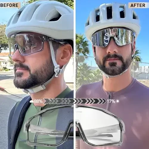KAPVOE Photochromic Cycling Glasses Men Women Clear Mountain Bike Sunglasses MTB Sports Transition Triathlon Running - K93 - 2