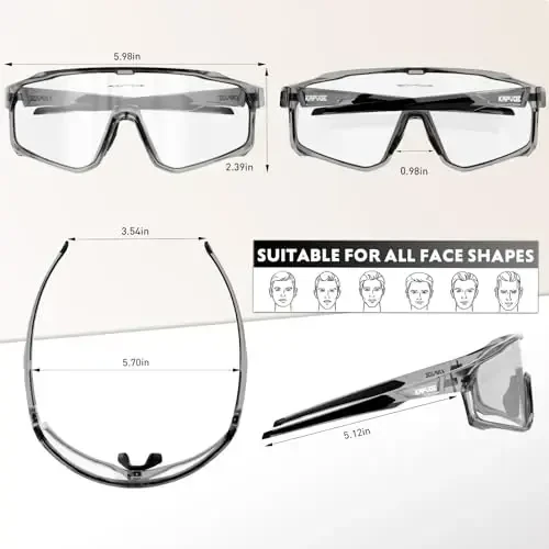 KAPVOE Photochromic Cycling Glasses Men Women Clear Mountain Bike Sunglasses MTB Sports Transition Triathlon Running - K93 - 4