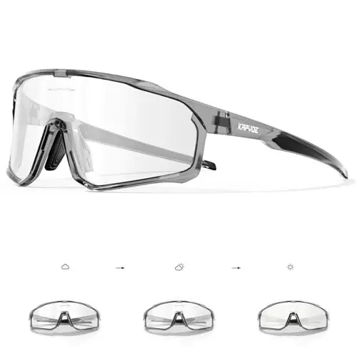 KAPVOE Photochromic Cycling Glasses Men Women Clear Mountain Bike Sunglasses MTB Sports Transition Triathlon Running - K93 