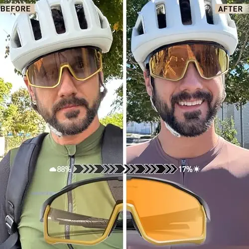 KAPVOE Fotokromik Bisiklet Gözlüğü Erkek Kadın Şeffaf Dağ Bisikleti Güneş Gözlüğü MTB Spor Geçiş Triatlon Koşu - K93 