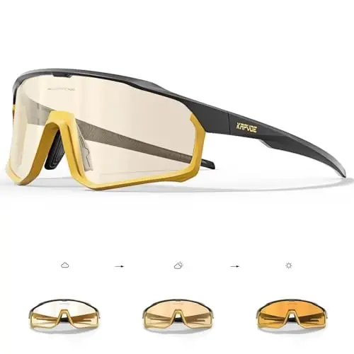 KAPVOE Photochromic Cycling Glasses Men Women Clear Mountain Bike Sunglasses MTB Sports Transition Triathlon Running - K93 