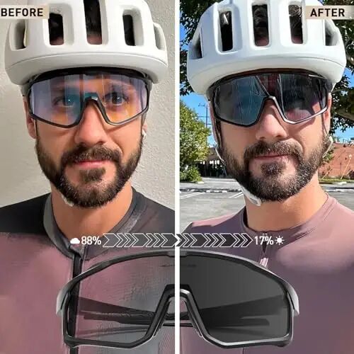 KAPVOE Fotokromik Bisiklet Gözlüğü Erkek Kadın Şeffaf Dağ Bisikleti Güneş Gözlüğü MTB Spor Geçiş Triatlon Koşu - K93 - 8