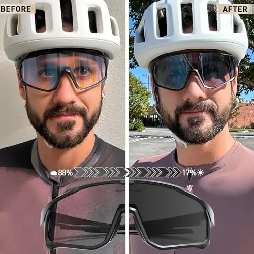 KAPVOE Fotokromik Bisiklet Gözlüğü Erkek Kadın Şeffaf Dağ Bisikleti Güneş Gözlüğü MTB Spor Geçiş Triatlon Koşu - K93 - KAPVOE (1)