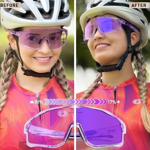 KAPVOE Photochromic Cycling Glasses Men Women Clear Mountain Bike Sunglasses MTB Sports Transition Triathlon Running - K93 - 1