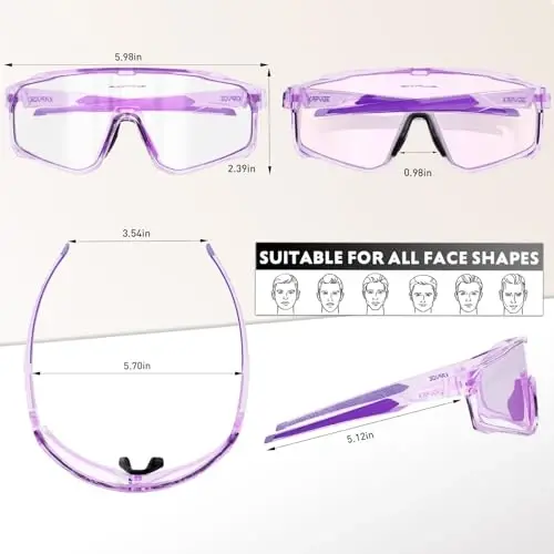 KAPVOE Photochromic Cycling Glasses Men Women Clear Mountain Bike Sunglasses MTB Sports Transition Triathlon Running - K93 - 3