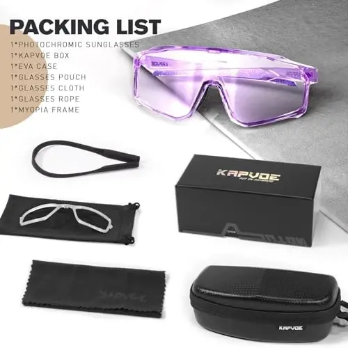 KAPVOE Photochromic Cycling Glasses Men Women Clear Mountain Bike Sunglasses MTB Sports Transition Triathlon Running - K93 - 6