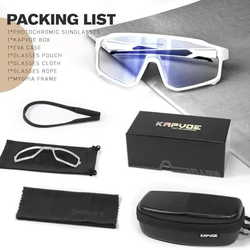 KAPVOE Photochromic Cycling Glasses Men Women Clear Mountain Bike Sunglasses MTB Sports Transition Triathlon Running - K93 - 6