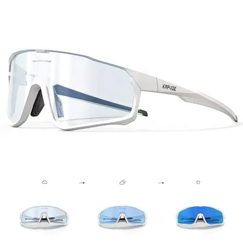 KAPVOE Photochromic Cycling Glasses Men Women Clear Mountain Bike Sunglasses MTB Sports Transition Triathlon Running - K93 