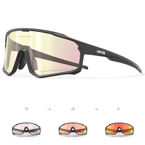 KAPVOE Photochromic Cycling Glasses Men Women Clear Mountain Bike Sunglasses MTB Sports Transition Triathlon Running - K93 - 1