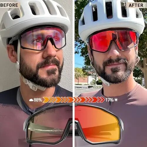 KAPVOE Photochromic Cycling Glasses Men Women Clear Mountain Bike Sunglasses MTB Sports Transition Triathlon Running - K93 - KAPVOE