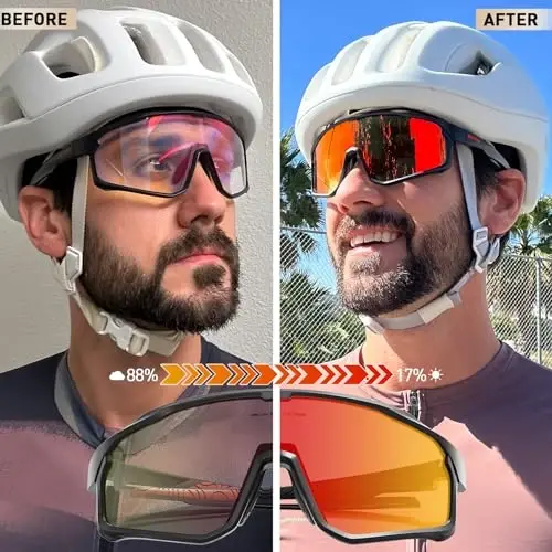 KAPVOE Photochromic Cycling Glasses Men Women Clear Mountain Bike Sunglasses MTB Sports Transition Triathlon Running - K93 - 2