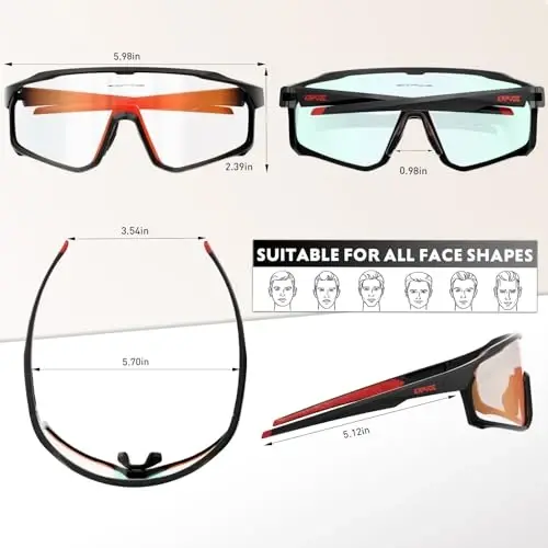 KAPVOE Photochromic Cycling Glasses Men Women Clear Mountain Bike Sunglasses MTB Sports Transition Triathlon Running - K93 - 4